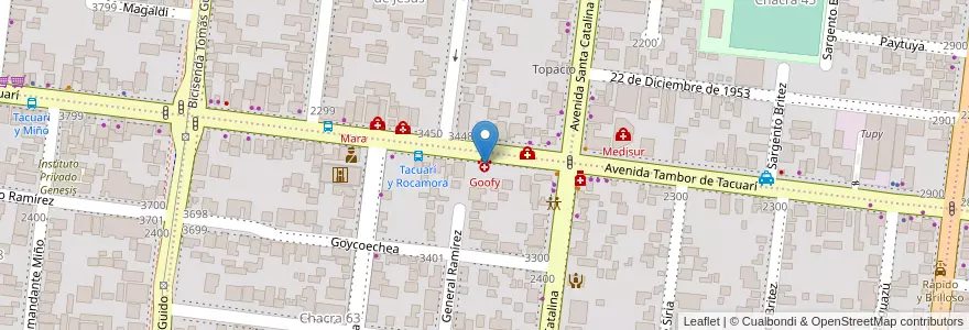 Mapa de ubicacion de Goofy en Arjantin, Misiones, Departamento Capital, Municipio De Posadas, Posadas.