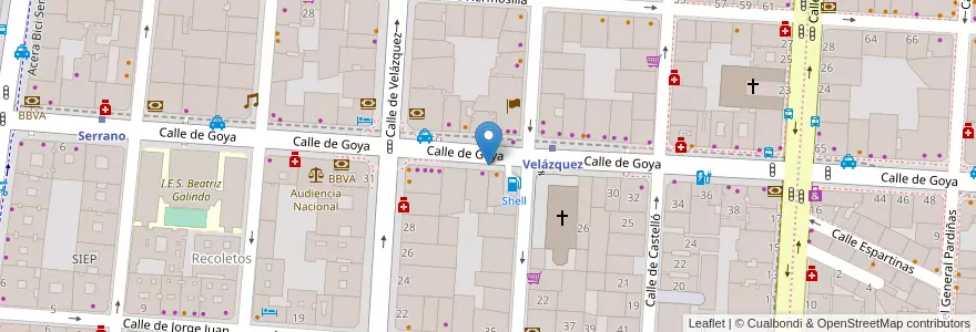 Mapa de ubicacion de GOYA, CALLE, DE,24 en Испания, Мадрид, Мадрид, Área Metropolitana De Madrid Y Corredor Del Henares, Мадрид.