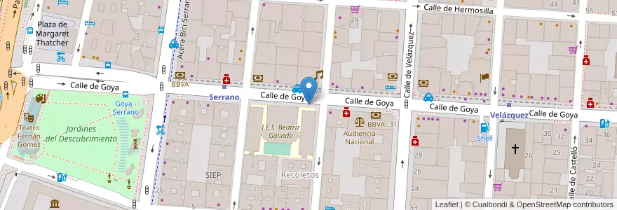 Mapa de ubicacion de GOYA, CALLE, DE,25 en España, Comunidad De Madrid, Comunidad De Madrid, Área Metropolitana De Madrid Y Corredor Del Henares, Madrid.