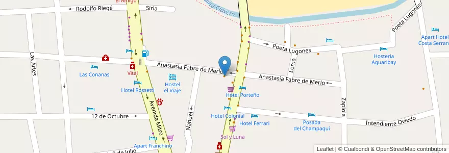 Mapa de ubicacion de Goya en Argentinië, Córdoba, Departamento San Alberto, Pedanía Tránsito, Mina Clavero, Municipio De Mina Clavero.
