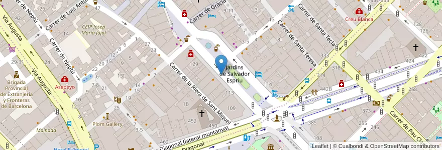 Mapa de ubicacion de Gràcia I - Pg. de Gràcia/Diagonal (Jardinets) en اسپانیا, Catalunya, Barcelona, Barcelonès, Barcelona.