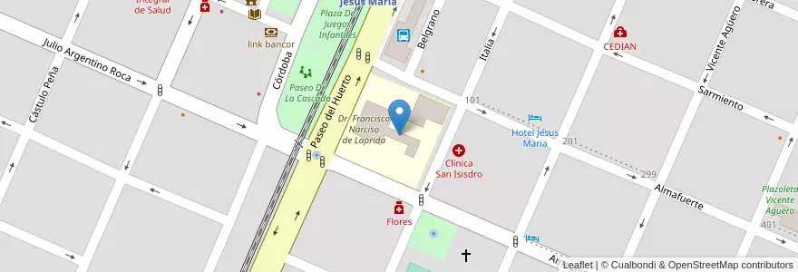 Mapa de ubicacion de Gral. Francisco Ortiz de Ocampo en Аргентина, Кордова, Departamento Colón, Pedanía Cañas.