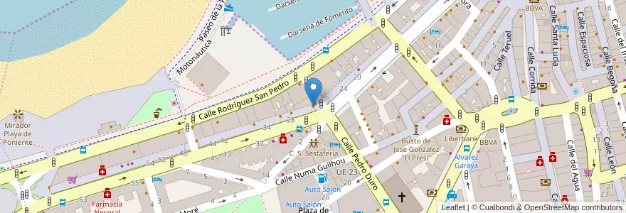 Mapa de ubicacion de Gran Café Hollywood en スペイン, アストゥリアス州, アストゥリアス州, Gijón/Xixón.