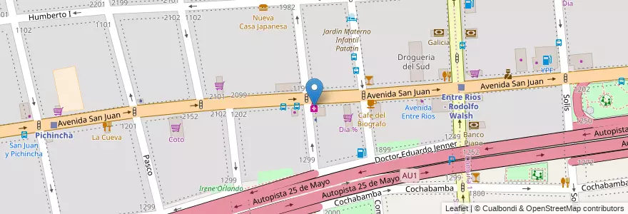 Mapa de ubicacion de Gran Farmacia, San Cristobal en アルゼンチン, Ciudad Autónoma De Buenos Aires, Comuna 3, ブエノスアイレス.