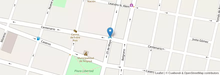 Mapa de ubicacion de Gran Hotel Nogoyá en 阿根廷, 恩特雷里奥斯省, Departamento Nogoyá, Nogoyá, Distrito Montoya.