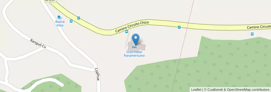 Mapa de ubicacion de Gran Hotel Panamericano en 阿根廷, 智利, 内格罗河省, Departamento Bariloche, Municipio De San Carlos De Bariloche, Villa Llao Llao.