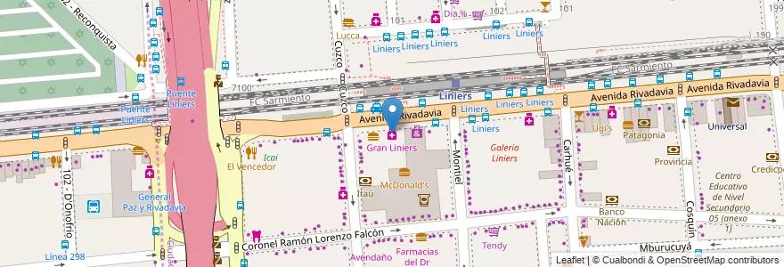 Mapa de ubicacion de Gran Liniers, Liniers en 阿根廷, Ciudad Autónoma De Buenos Aires, Comuna 9, 布宜诺斯艾利斯.
