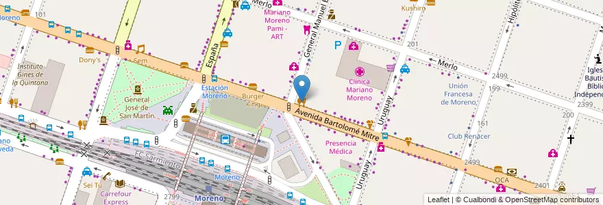 Mapa de ubicacion de Gran Napoli en Argentinië, Buenos Aires, Partido De Moreno, Moreno.