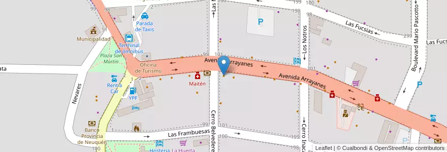 Mapa de ubicacion de Gran Nevada en アルゼンチン, チリ, ネウケン州, Departamento Los Lagos, Villa La Angostura, Villa La Angostura.