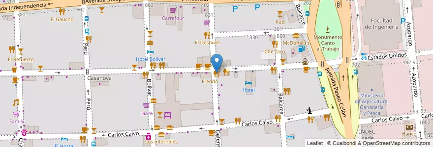 Mapa de ubicacion de Gran Pizzeria Los Talentos, San Telmo en アルゼンチン, Ciudad Autónoma De Buenos Aires, Comuna 1, ブエノスアイレス.