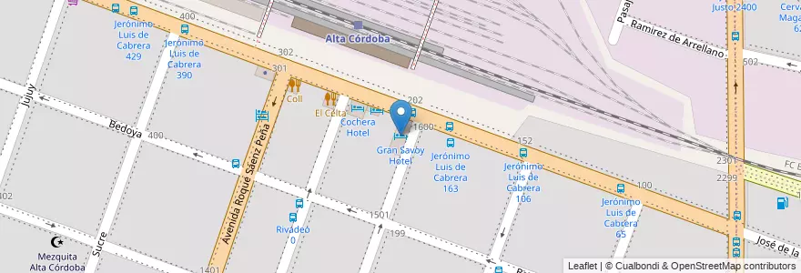Mapa de ubicacion de Gran Savoy Hotel en Аргентина, Кордова, Departamento Capital, Pedanía Capital, Córdoba, Municipio De Córdoba.