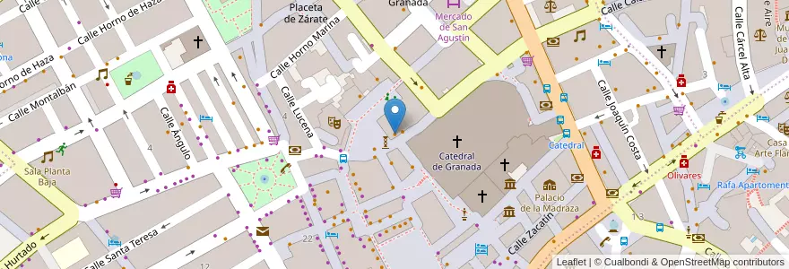 Mapa de ubicacion de Gran Taberna Catedral en 스페인, Andalucía, Granada, Comarca De La Vega De Granada, 그라나다.