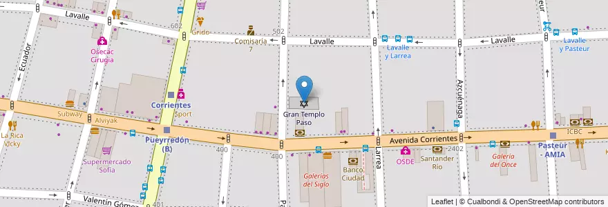 Mapa de ubicacion de Gran Templo Paso, Balvanera en アルゼンチン, Ciudad Autónoma De Buenos Aires, Comuna 3, ブエノスアイレス.