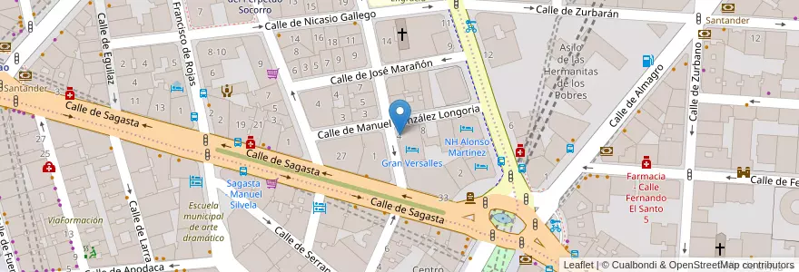 Mapa de ubicacion de Gran Versalles Parking en Spanje, Comunidad De Madrid, Comunidad De Madrid, Área Metropolitana De Madrid Y Corredor Del Henares, Madrid.