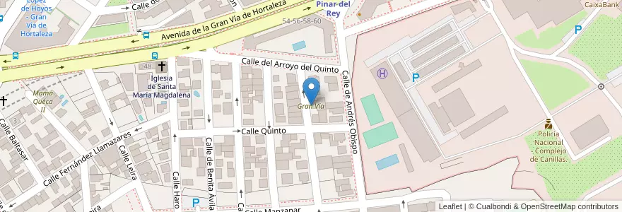 Mapa de ubicacion de Gran Vía en Spain, Community Of Madrid, Community Of Madrid, Área Metropolitana De Madrid Y Corredor Del Henares, Madrid.