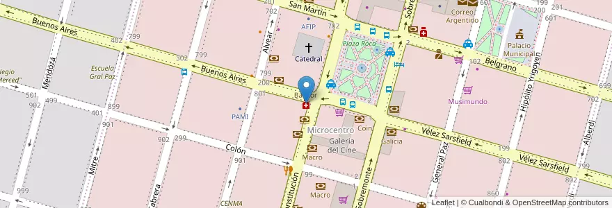 Mapa de ubicacion de Grassi Sucursal 2 en Аргентина, Кордова, Departamento Río Cuarto, Pedanía Río Cuarto, Municipio De Río Cuarto, Río Cuarto.