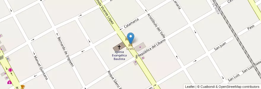 Mapa de ubicacion de Grattz en Argentinië, Buenos Aires, Partido De Quilmes, Quilmes.