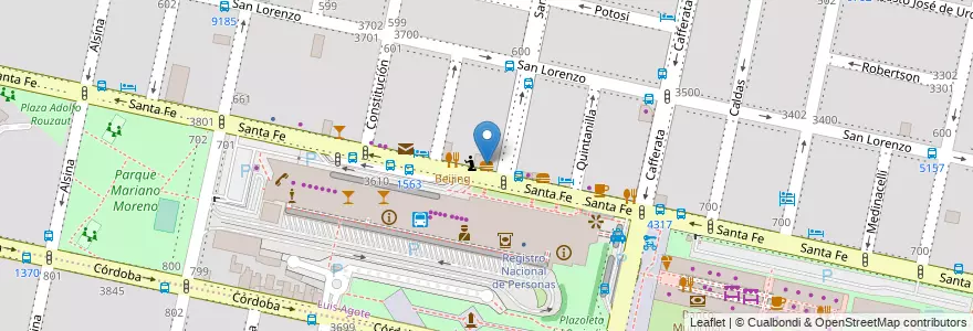 Mapa de ubicacion de Gray's Papaya en 아르헨티나, Santa Fe, Departamento Rosario, Municipio De Rosario, 로사리오.