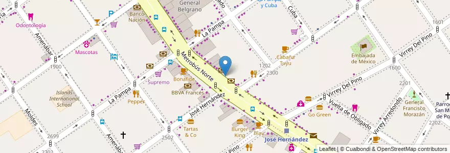 Mapa de ubicacion de Green Eat, Belgrano en アルゼンチン, Ciudad Autónoma De Buenos Aires, ブエノスアイレス, Comuna 13.