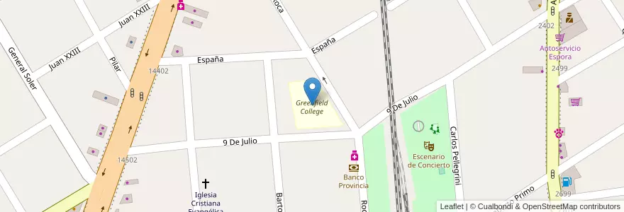 Mapa de ubicacion de Greenfield College en Argentine, Province De Buenos Aires, Partido De Almirante Brown, Burzaco.