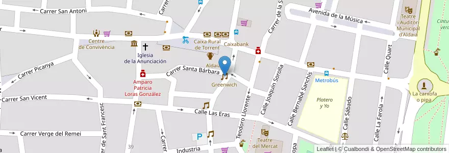 Mapa de ubicacion de Greenwich en スペイン, バレンシア州, València / Valencia, L'Horta Oest, Aldaia.