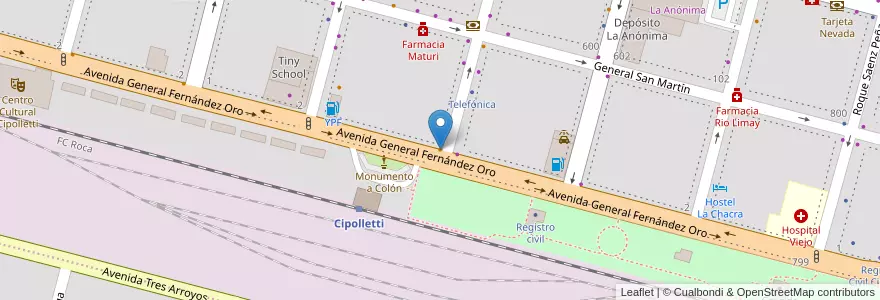Mapa de ubicacion de Gremio Bar Cervecero en アルゼンチン, チリ, リオネグロ州, Cipolletti, Departamento General Roca.