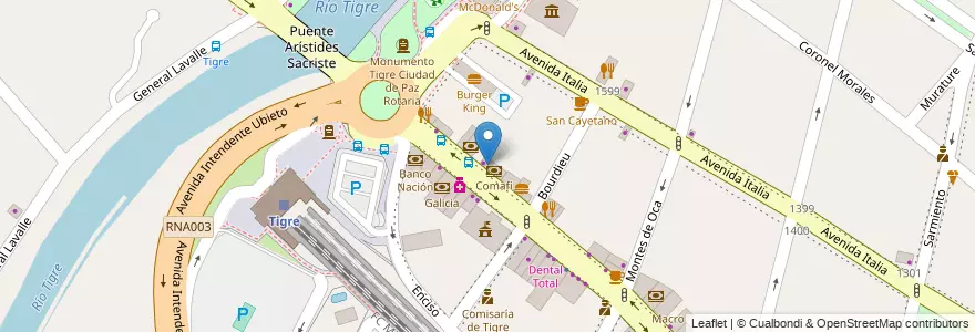 Mapa de ubicacion de Grett's en 阿根廷, 布宜诺斯艾利斯省, Partido De Tigre, Tigre.
