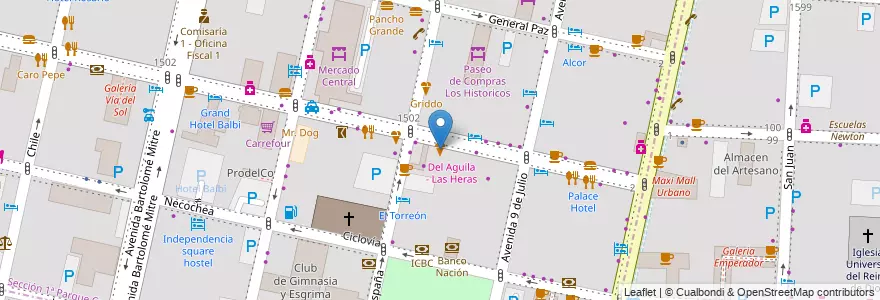 Mapa de ubicacion de Griddo en الأرجنتين, تشيلي, Mendoza, Departamento Capital, Ciudad De Mendoza.