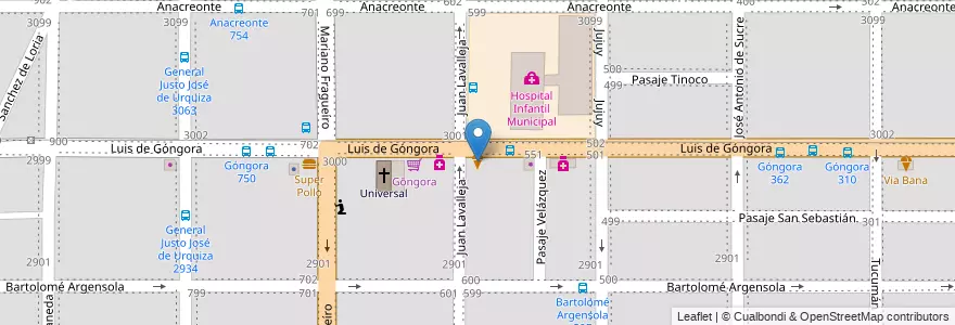 Mapa de ubicacion de Grido en Arjantin, Córdoba, Departamento Capital, Pedanía Capital, Córdoba, Municipio De Córdoba.