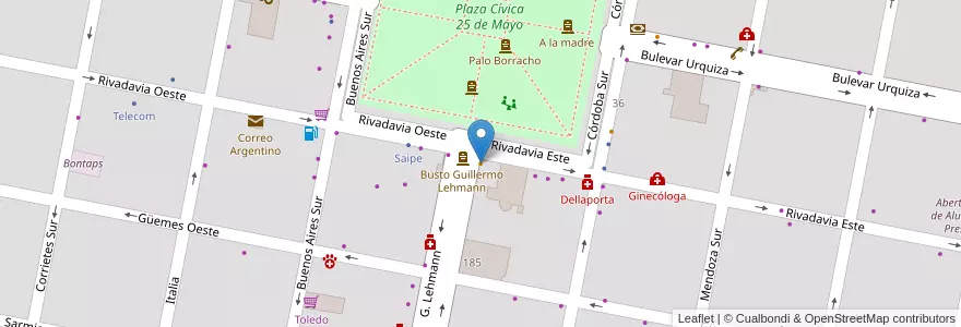 Mapa de ubicacion de Grido en Argentinië, Santa Fe, Departamento Castellanos, Municipio De Humberto Primo, Humberto Primo.