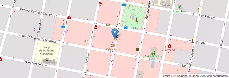 Mapa de ubicacion de Grido en 阿根廷, 恩特雷里奥斯省, Departamento Concordia, Distrito Suburbios, Concordia, Concordia.
