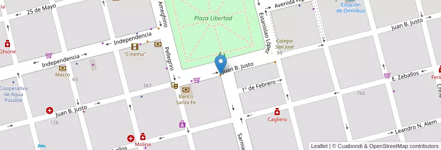Mapa de ubicacion de Grido en 阿根廷, Santa Fe, Departamento Castellanos, Municipio De Sunchales.