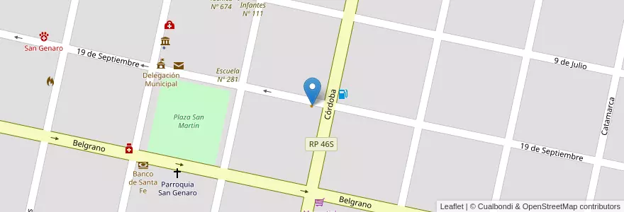 Mapa de ubicacion de Grido en الأرجنتين, سانتا في, Departamento San Jerónimo, Municipio De San Genaro, San Genaro.