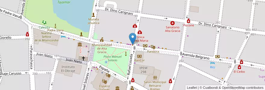 Mapa de ubicacion de Grido en アルゼンチン, コルドバ州, Departamento Santa María, Pedanía Alta Gracia, Municipio De Alta Gracia, Alta Gracia.