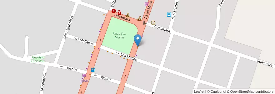 Mapa de ubicacion de Grido en アルゼンチン, コルドバ州, Departamento San Javier, Municipio De Villa De Las Rosas, Pedanía Rosas, Villa Las Rosas.