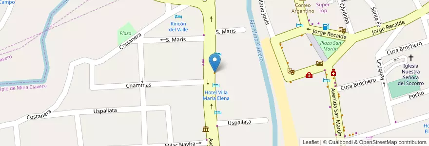 Mapa de ubicacion de Grido en Argentinië, Córdoba, Departamento San Alberto, Pedanía Tránsito, Mina Clavero, Municipio De Mina Clavero.
