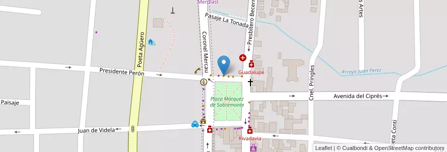 Mapa de ubicacion de Grido en アルゼンチン, サンルイス州, Junín, Municipio De Merlo, Villa De Merlo.