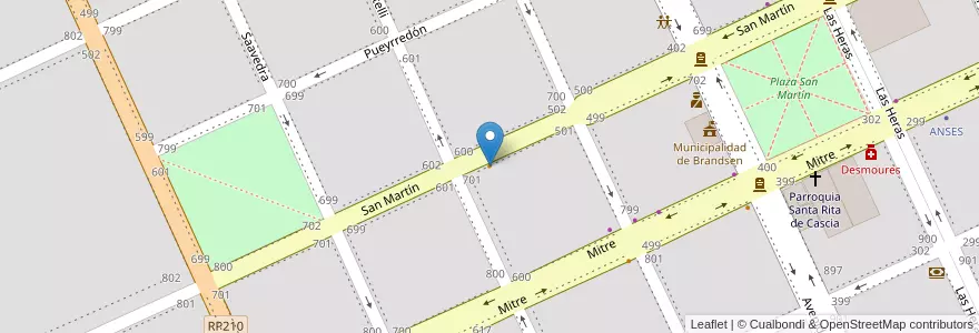 Mapa de ubicacion de Grido en Argentinië, Buenos Aires, Brandsen.