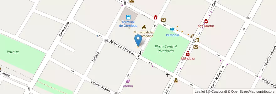 Mapa de ubicacion de Grido en Arjantin, Şili, Mendoza, Departamento Rivadavia, Distrito Ciudad De Rivadavia.