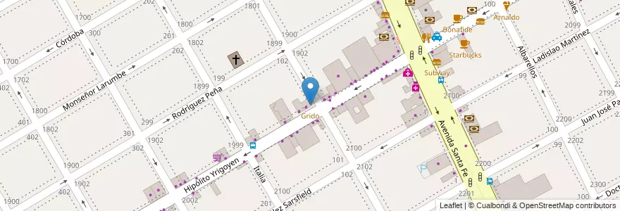 Mapa de ubicacion de Grido en Argentinië, Buenos Aires, Partido De San Isidro, Martínez.