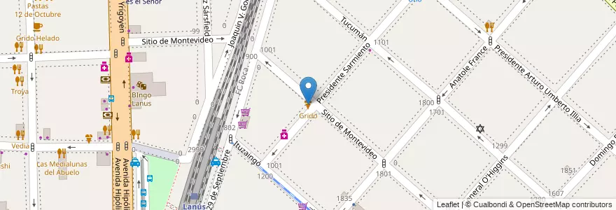 Mapa de ubicacion de Grido en Arjantin, Buenos Aires, Partido De Lanús, Lanús Este.