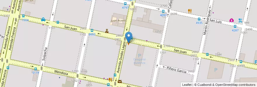 Mapa de ubicacion de Grido en アルゼンチン, サンタフェ州, Departamento Rosario, Municipio De Rosario, ロサリオ.