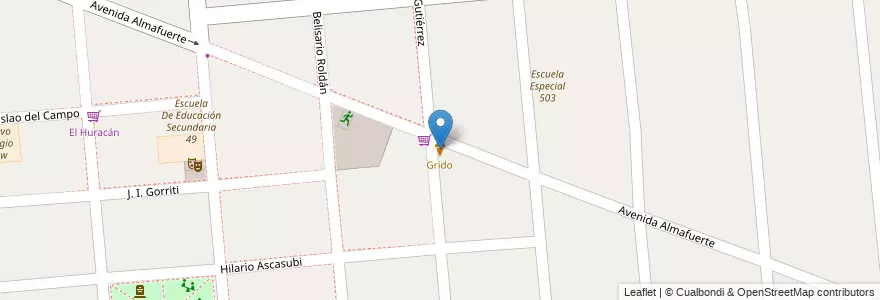 Mapa de ubicacion de Grido en Arjantin, Buenos Aires, Partido De Almirante Brown, Glew.