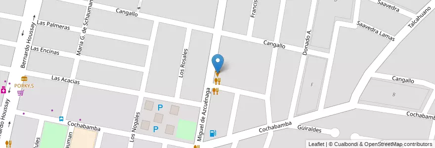 Mapa de ubicacion de Grido en Argentine, Chili, Mendoza, Departamento Guaymallén, Distrito Villa Nueva.