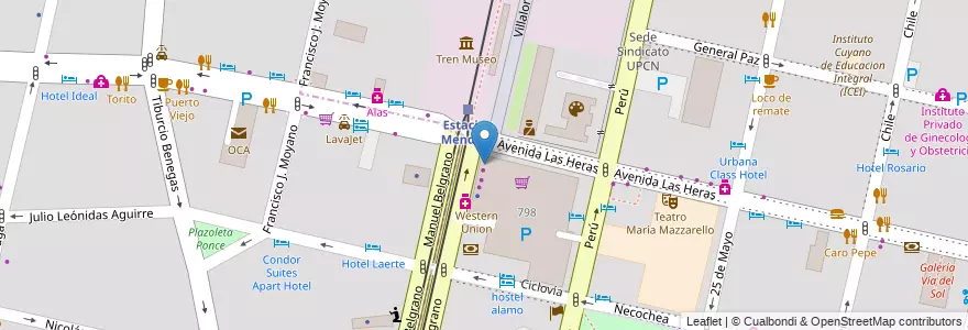 Mapa de ubicacion de Grido en アルゼンチン, チリ, メンドーサ州, Departamento Capital, Ciudad De Mendoza.