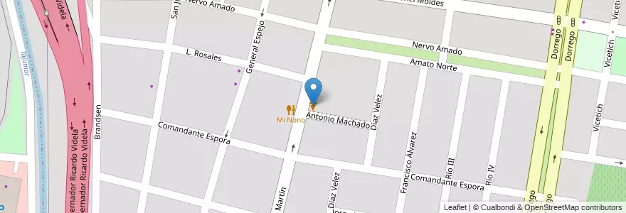 Mapa de ubicacion de Grido en Arjantin, Şili, Mendoza, Departamento Guaymallén, Distrito Dorrego.