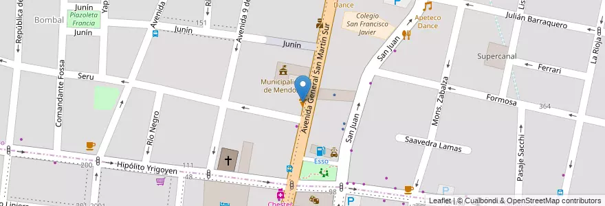 Mapa de ubicacion de Grido en 阿根廷, 智利, Mendoza, Departamento Capital, Sección 2ª Barrio Cívico, Ciudad De Mendoza.