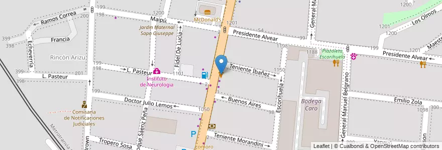 Mapa de ubicacion de Grido en Arjantin, Şili, Mendoza, Godoy Cruz, Departamento Godoy Cruz, Distrito Ciudad De Godoy Cruz.