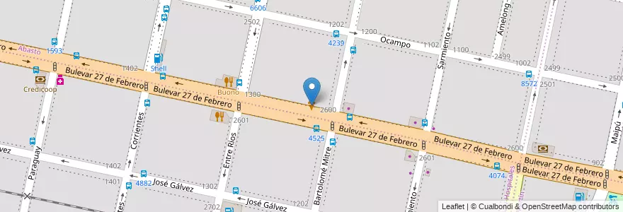 Mapa de ubicacion de Grido en Аргентина, Санта-Фе, Departamento Rosario, Municipio De Rosario, Росарио.