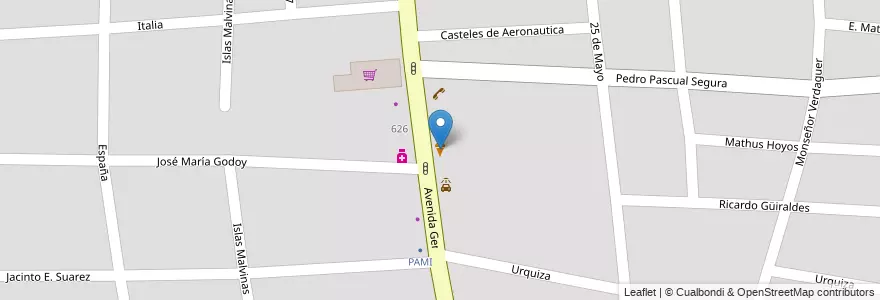 Mapa de ubicacion de Grido en Argentinië, Chili, Mendoza, Departamento Las Heras.